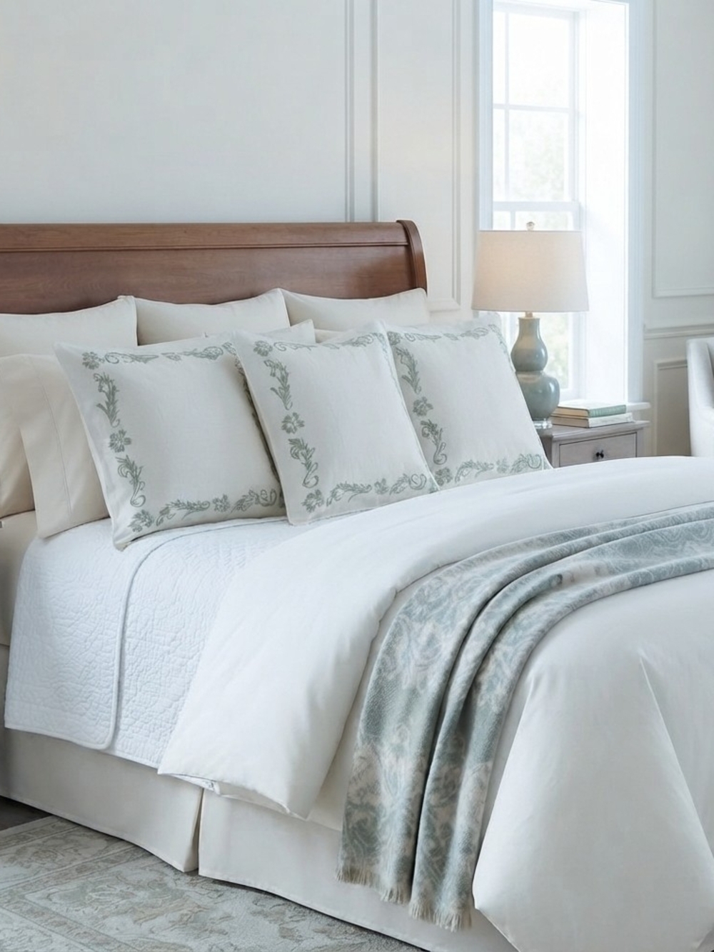 Restoration Hardware Ivory & Silver Sage Pure Linen Euro Shams Set Of 3